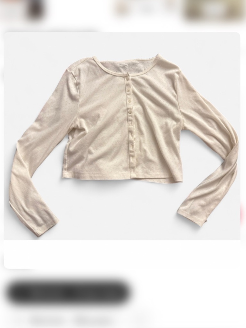 No Boundaries White Pointelle Crop Top | Long Sleeve Button Front | Size XL - Picture 2 of 3